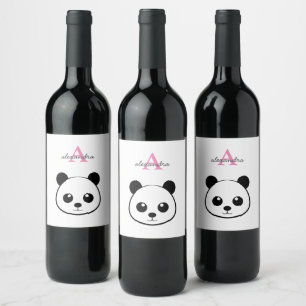 Schattigee panda beer custom Monogram Wijn Etiket