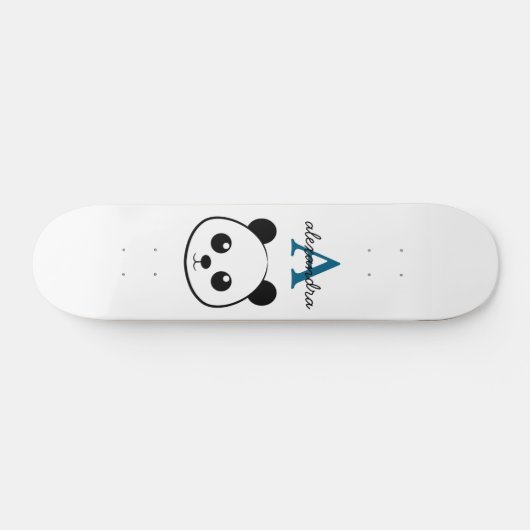 Schattigee Panda Beer Custom Monogram Witte Achter Skateboard (Horizontaal)