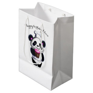 Schattigee Panda Beer geschenktas Medium Cadeauzakje