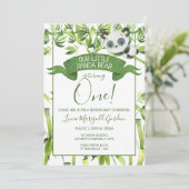 Schattigee Panda Beer Groene Bamboe Eerste Verjaar Kaart (Staand voorkant)