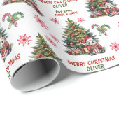 Schattigee Panda Beer Kerstboom Kinder Cadeaupapier (Rol Hoek)