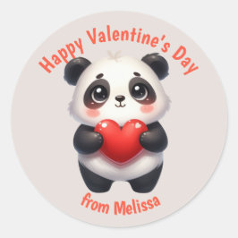 Schattigee Panda Beer Rode Hart Valentijn Ronde Sticker