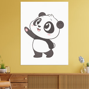 Schattigee Panda Beer Waving – Canvas Print