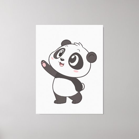 Schattigee Panda Beer Waving – Canvas Print (Voorkant)