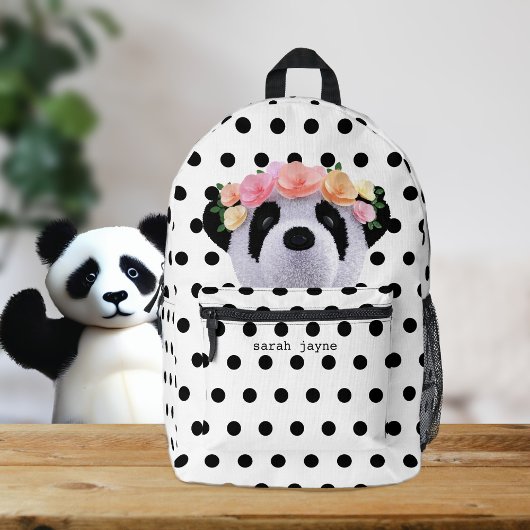 Schattigee Panda Beer Zwart-wit Polka Dot Rugzak