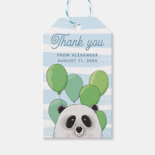 Schattigee panda. Blauw groen beer dierlijke kinde Cadeaulabel