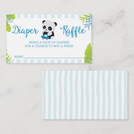 Schattigee Panda Boy Baby shower Luier Raffle Kaar Informatiekaartje (Voorkant / Achterkant)