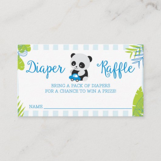 Schattigee Panda Boy Baby shower Luier Raffle Kaar Informatiekaartje (Voorkant)