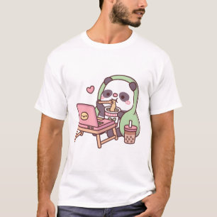Schattigee panda chillen met noedels en bubbelthee t-shirt