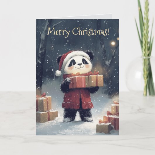 Schattigee Panda Christmas Kaart (Voorkant)