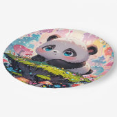 Schattigee Panda Cub in een bos van paddenstoelen Papieren Bordje (Gekanteld)
