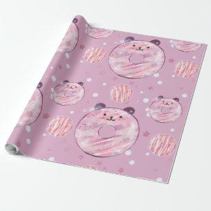 Schattigee panda donuts – pastelesthetiek cadeaupapier