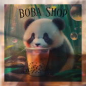 Schattigee Panda drink bubbelthee, boba tea Raamsticker (Vel 2)