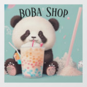 Schattigee Panda drink bubbelthee, boba tea Raamsticker (Vel)