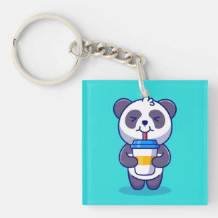 Schattigee Panda drink koffie Sleutelhanger