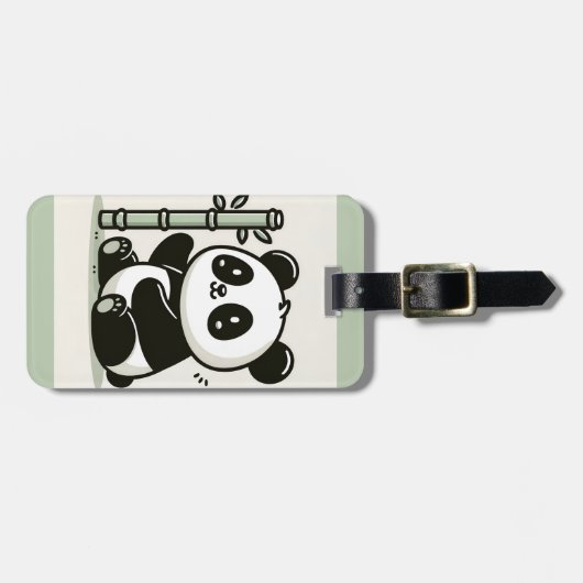 Schattigee panda en bamboe kunst bagagelabel (Voorkant horizontaal)
