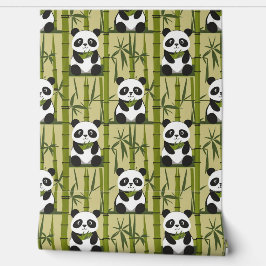 Schattigee Panda en Bamboe Wanddecoratie Behang