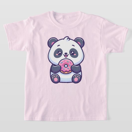 Schattigee Panda Eten Donut Met Sprinkles Kawaii E T-shirt (Laagn)