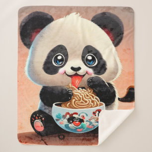 Schattigee Panda eten Ramen Sherpa Deken