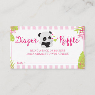 Schattigee Panda Girl Baby shower Luier Raffle Kaa Informatiekaartje