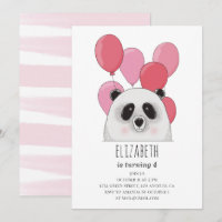 Schattigee panda. Grappig dier. Roze verjaardagsfe