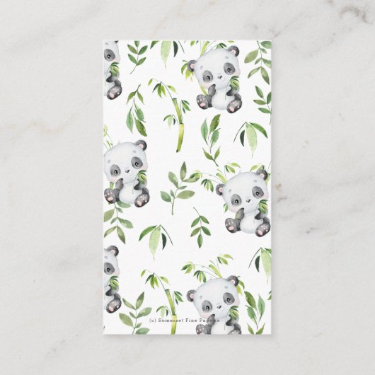 Schattigee Panda Greenery Baby shower Boeken voor Informatiekaartje (Achterkant)
