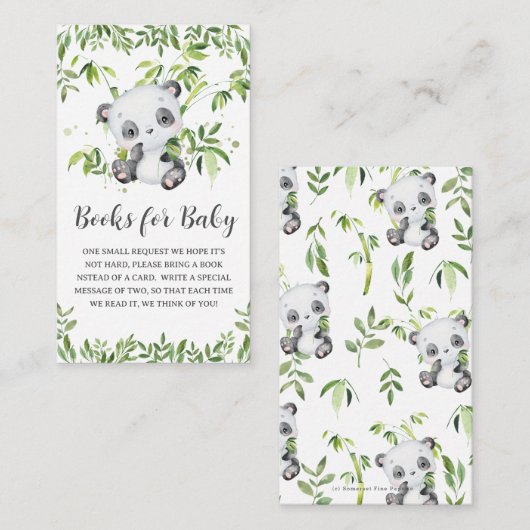 Schattigee Panda Greenery Baby shower Boeken voor Informatiekaartje (Voorkant / Achterkant)