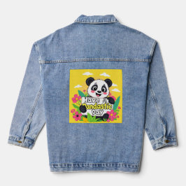 Schattigee panda: "Heb een Pandastische Dag" Denim Jacket