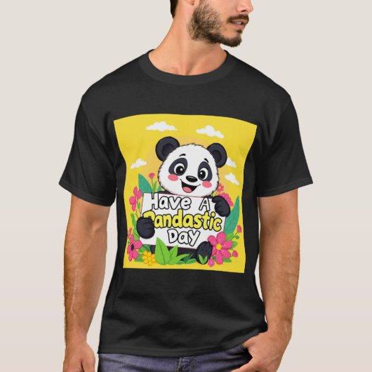 Schattigee panda: "Heb een Pandastische Dag" T-shirt (Voorkant)