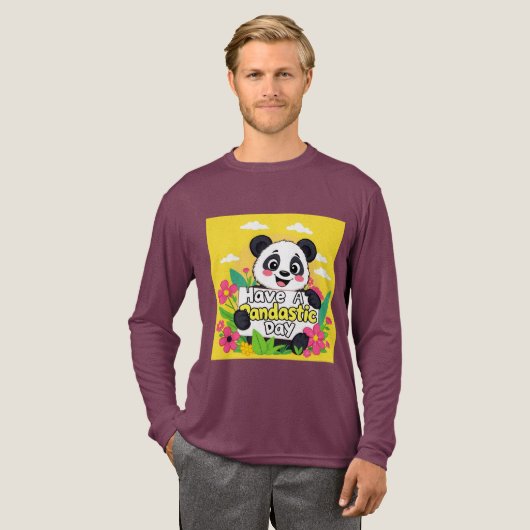 Schattigee panda: "Heb een Pandastische Dag" Tri-Blend Shirt (Voorkant)