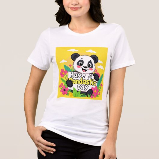 Schattigee panda: "Heb een Pandastische Dag" Tri-Blend Shirt (Voorkant)