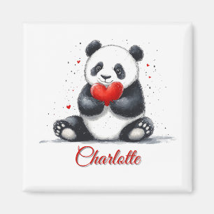 Schattigee Panda Holding Heart met naam Magneet