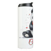 Schattigee Panda Holding Heart met naam Thermosbeker (Gedraaid links)