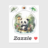 Schattigee panda in het meer, panda Sticker (Vel)