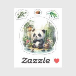 Schattigee panda in het meer, panda Sticker