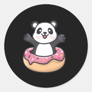 Schattigee panda komt uit een donut ronde sticker