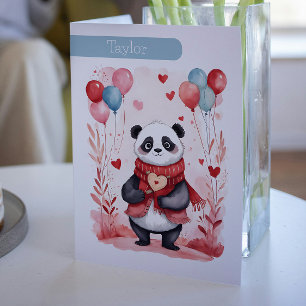Schattigee Panda Love Hart Gepersonaliseerde Valen Feestdagen Kaart