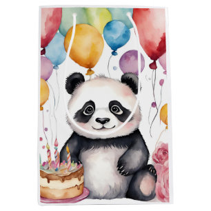 Schattigee panda met ballonnen medium cadeauzakje