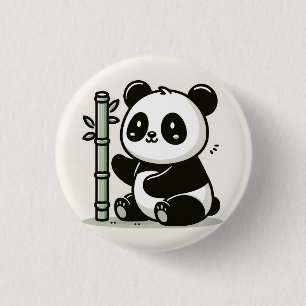 Schattigee panda met bamboe kunst ronde button 3,2 cm