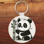 Schattigee panda met bamboe kunst sleutelhanger (Achterkant)