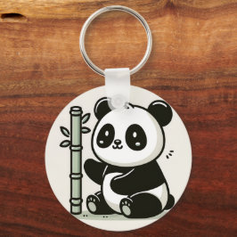 Schattigee panda met bamboe kunst sleutelhanger