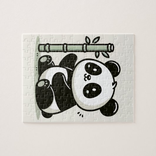 Schattigee panda met bamboe legpuzzel (Horizontaal)