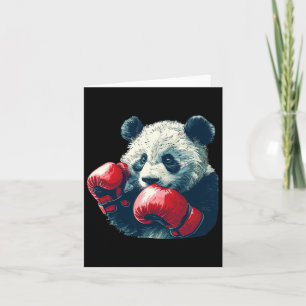 Schattigee panda met bokshandschoenen kostuum kaart