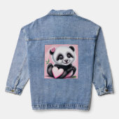 Schattigee panda met een hart denim jacket (Achterkant)