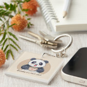 Schattigee panda met koffie sleutelhanger (Voorkant Rechts)