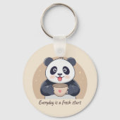 Schattigee panda met koffie sleutelhanger (Achterkant)