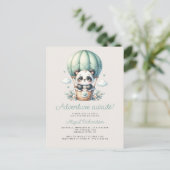 Schattigee Panda Mint Groene Hete Luchtballon Baby Briefkaart (Staand voorkant)