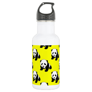 Schattigee Panda; Neon Geel, Zwart & Wit Waterfles
