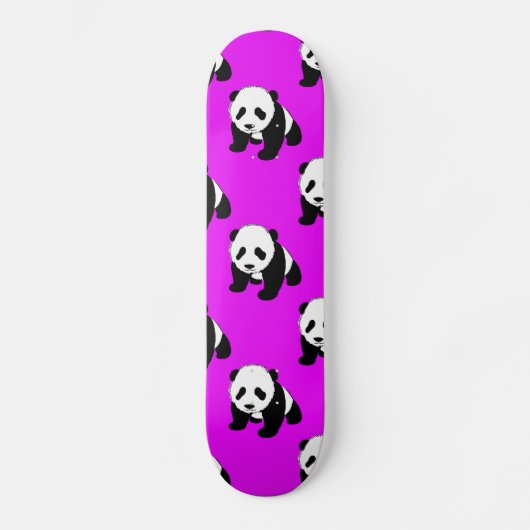 Schattigee Panda; Neon Paarse, Zwart & Wit Skateboard (Voorkant)