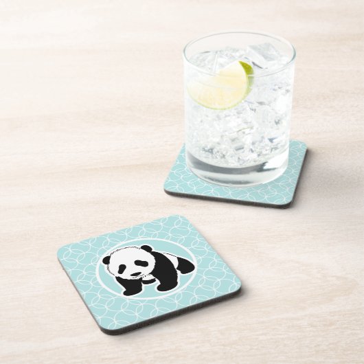 Schattigee Panda op Baby Blue Circles Drankjes Onderzetter (Rechterzijde)